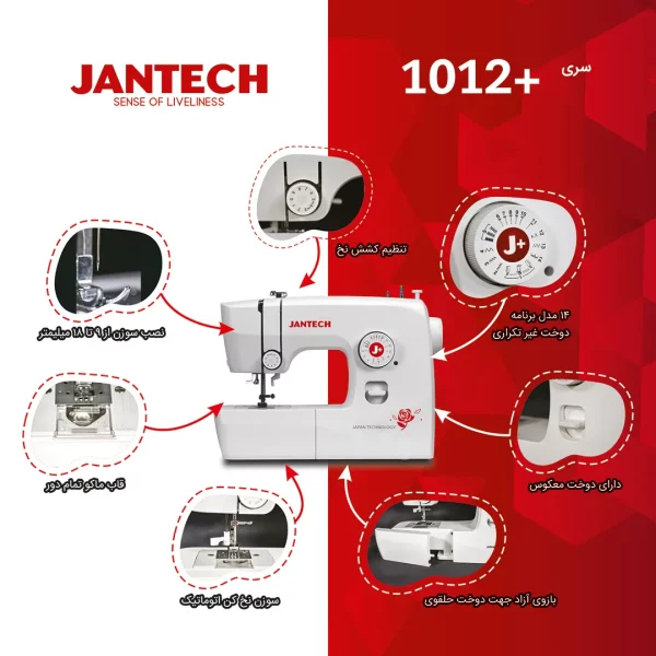 ایفوگرافی چرخ خیاطی 1012+ JANTECHA