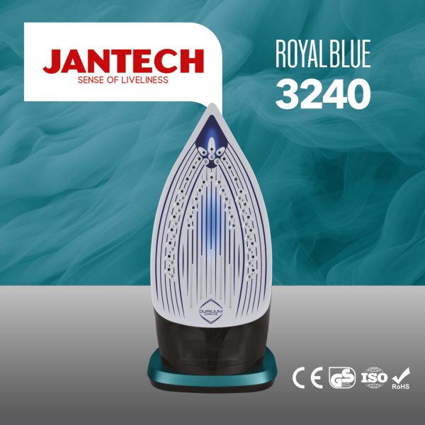 تصویر نمای کف تصویر اتو بخار پروگلاید جانتک مدل ROYAL BLUE 3240 JANTECH