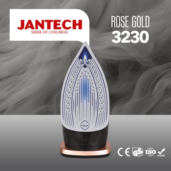 تصویر از نمای کف اتو بخار پروگلاید جانتک مدل ROSE GOLD 3230 JANTECH