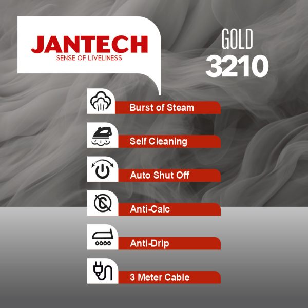 اینفوگرافی خصوصیات برتر اتو بخار پروگلاید جانتک مدل GOLD 3210 JANTECH